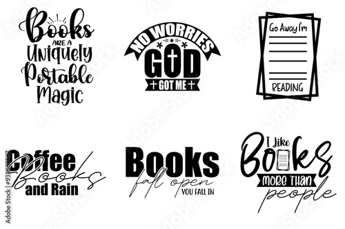 Minimal Reading Books Quotes, Invitation Pack Vector Illustration for Greeting Card, Holiday Cards, Banner
