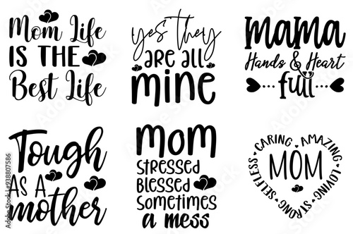 Minimal Mom Inscriptions, Labels And Badges Collection Vector Illustration for Gift Card, Stationery, Banner