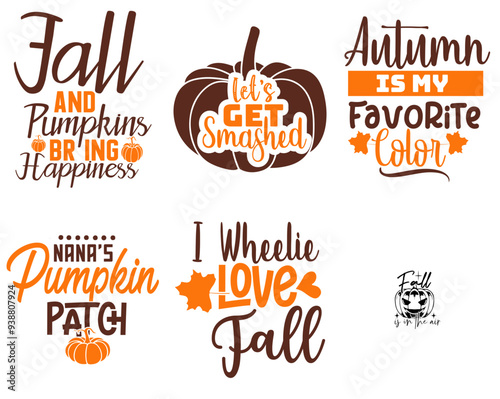 Minimalist Fall Typographic Emblems, Typography Collection Vector Illustration for Banner, Book Cover, Bookmark