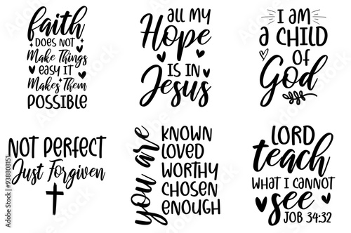 Cute Christian Calligraphy, Calligraphic Lettering Bundle Vector Illustration for Banner, Advertisement, Printable
