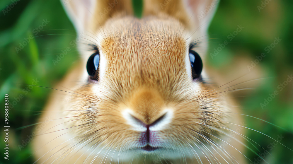 A baby rabbit gazes curiously with bright eyes, surrounded by a soft blurred backdrop, capturing its playful spirit and charm in stunning detail A baby rabbit gazes curiously with bright eyes, surrounded by a soft blurred backdrop, capturing its playful spirit and charm in stunning detail