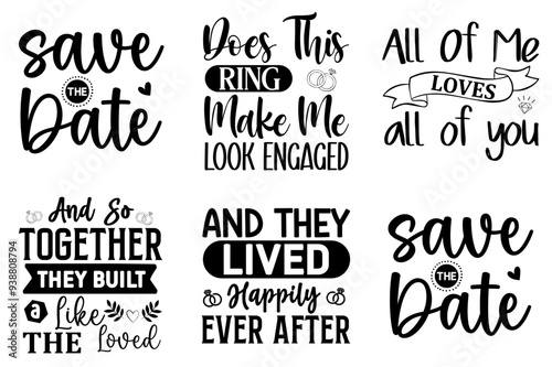 Creative Wedding Quotes, Inscriptions Pack Vector Illustration for Infographic, Poster, Icon