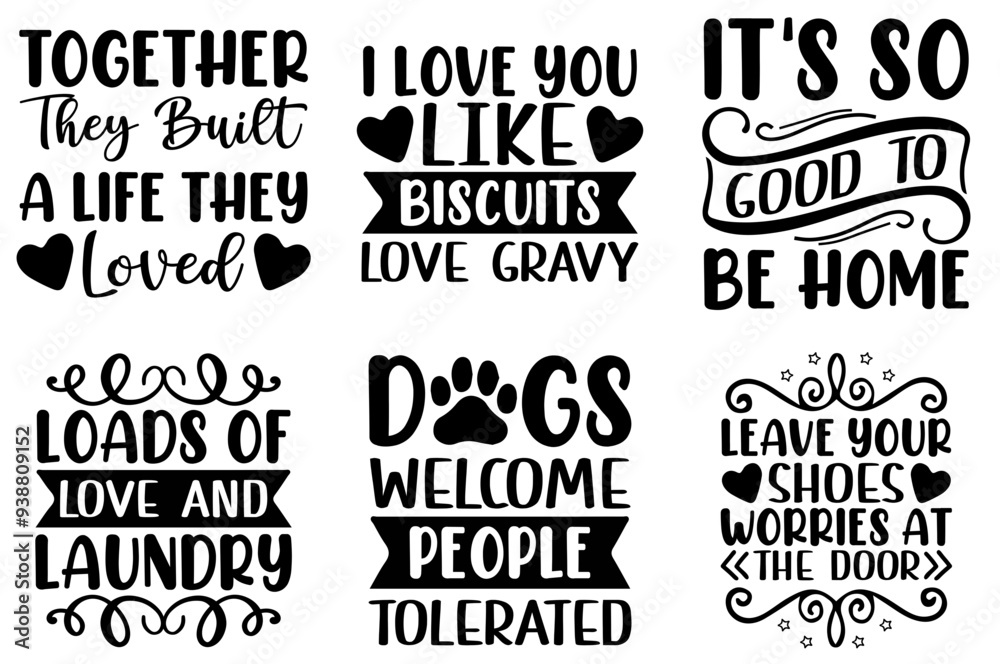 Fototapeta premium Elegant Rustic Home Inscriptions, Invitation Collection Vector Illustration for Holiday Cards, Infographic, Logo