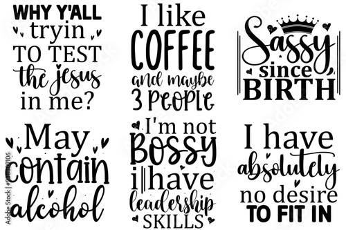 Modern Sassy Inscriptions, Calligraphy Collection Vector Illustration for Holiday Cards, Presentation, Infographic