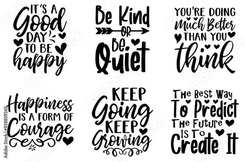 Minimal Positive Inscriptions, Invitation Collection Vector Illustration for Wrapping Paper, Gift Card, Flyer