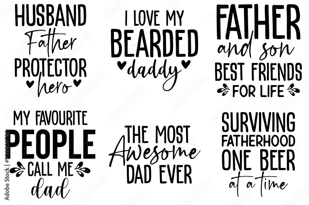 Elegant Fathers Day Invitation, Quotes Set Vector Illustration for Flyer, Book Cover, Label Elegant Fathers Day Invitation, Quotes Set Vector Illustration for Flyer, Book Cover, Label