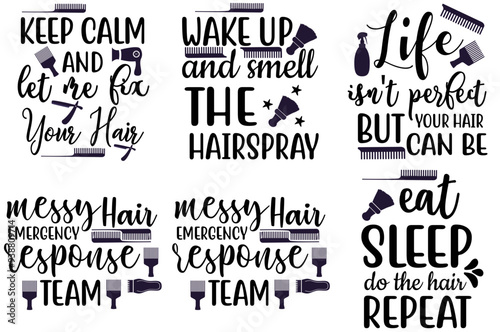Vibrant Hairdresser Phrases, Quotes Pack Vector Illustration for Presentation, Book Cover, Packaging
