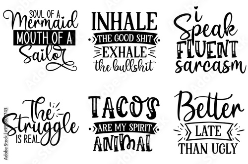 Modern Funny Typographic Emblems, Invitation Set Vector Illustration for Vouchers, Printing Press, Packaging