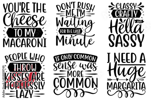 Minimal Funny Typographic Emblems, Calligraphy Set Vector Illustration for Gift Card, Flyer, Presentation