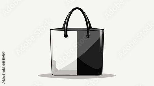 White and Black Stylish Blank Tote Bag Mockups Isolated on White Background. Customizable Canvas Fashion Template