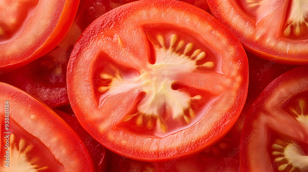 Tomato Slice with Seeds as a Background Tomato Slice with Seeds as a Background