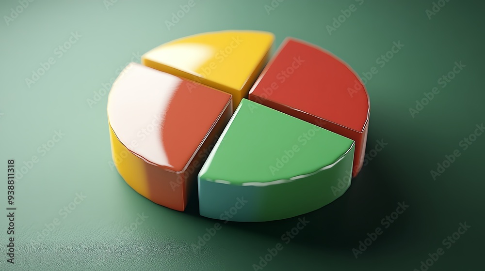Fototapeta premium Colorful pie chart model representing data visualization concepts, ideal for business presentations and educational materials.