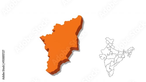 India Map Showing Tamil Nadu State in Detail
