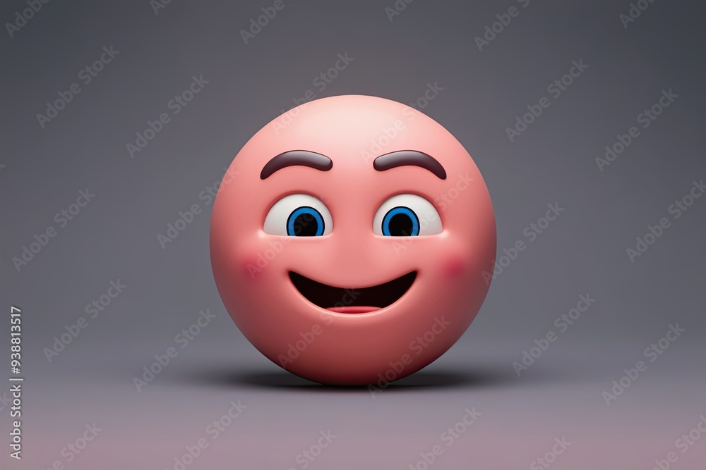 3D Blushing Face Emoticon with Shy Expression in Three Dimensional Rendering 3D Blushing Face Emoticon with Shy Expression in Three Dimensional Rendering