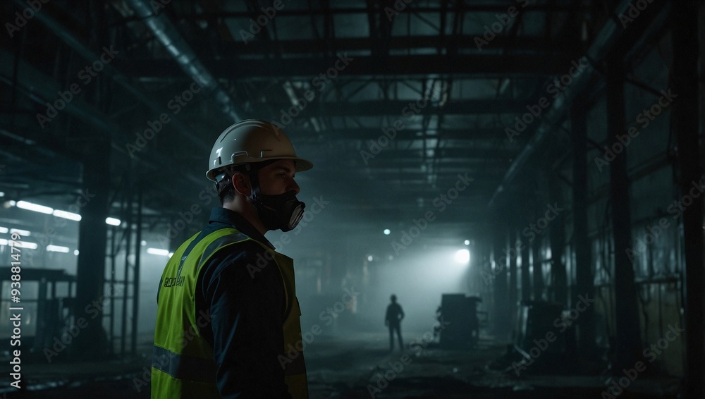 epic photo of technicians in industrial work area with low light made by AI generative epic photo of technicians in industrial work area with low light made by AI generative