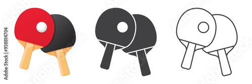 Ping pong icons set in flat style. Racket and ball vector illustration on isolated background. Table tennis sign business concept.