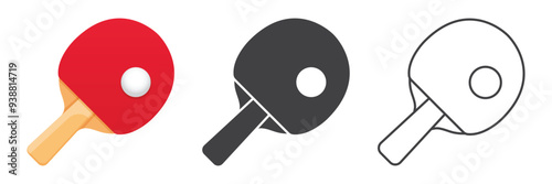 Ping pong icons set in flat style. Racket and ball vector illustration on isolated background. Table tennis sign business concept.