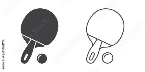 Ping pong icon in flat style. Racket and ball vector illustration on isolated background. Table tennis sign business concept.