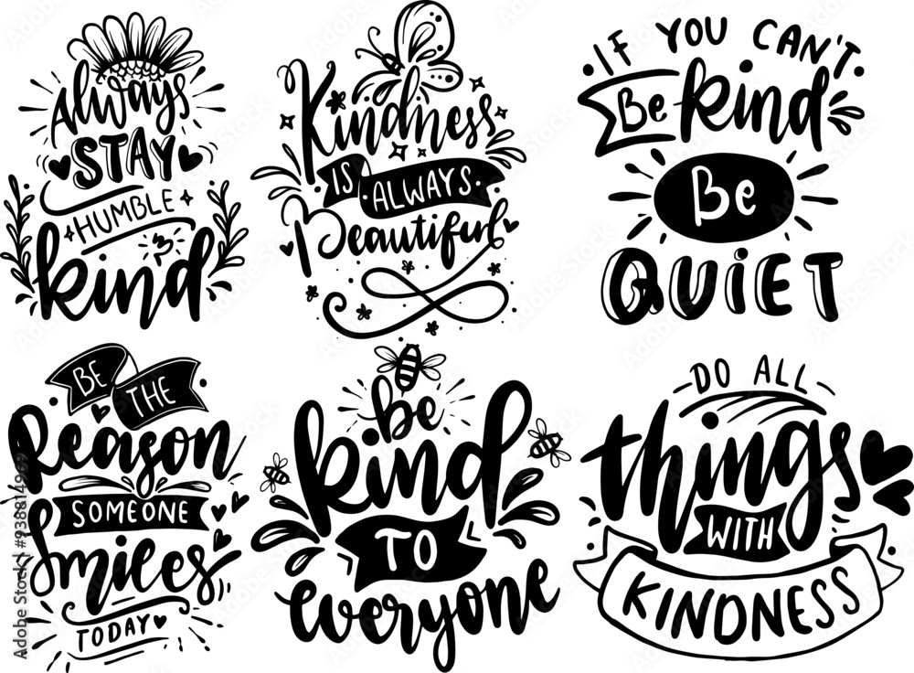 Fototapeta premium Decorative Kindness Trendy Retro Style Illustration, Labels And Badges Collection Vector Illustration for Printing Press, T-Shirt Design, Icon