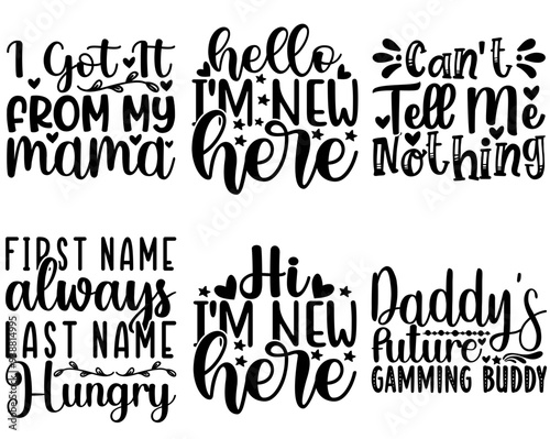 Decorative Kids Inscriptions, Typography Set Vector Illustration for Motion Graphics, Stationery, Postcard