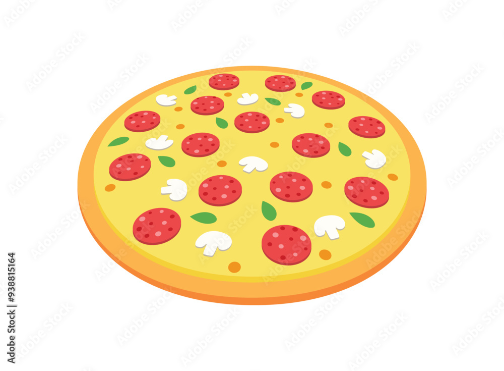 3D pizza icon in flat style. Pepperoni food vector illustration on isolated background. Pizzeria sign business concept. 3D pizza icon in flat style. Pepperoni food vector illustration on isolated background. Pizzeria sign business concept.