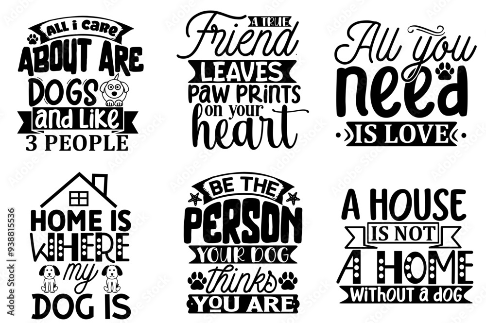 Fototapeta premium Creative Dog Mom Typographic Emblems, Phrases Bundle Vector Illustration for Label, Advertising, Greeting Card