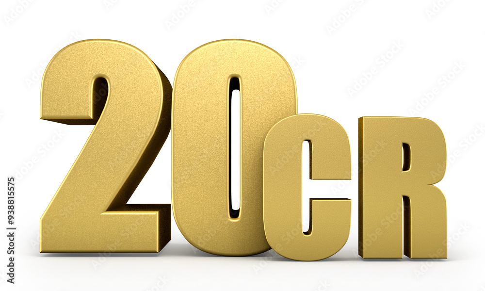 3d golden 20cr isolated on background. 3d illustration. 3d golden 20cr isolated on background. 3d illustration.