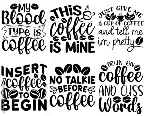 Minimal Coffee Typographic Emblems, Quotes Bundle Vector Illustration for Vouchers, Advertising, Flyer