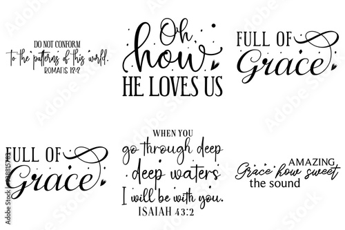 Classic Christian Calligraphy, Hand Lettering Collection Vector Illustration for T-Shirt Design, Icon, Wrapping Paper