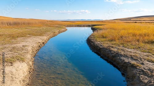 Polluted groundwater affected by pesticide runoff from surrounding farmlands.