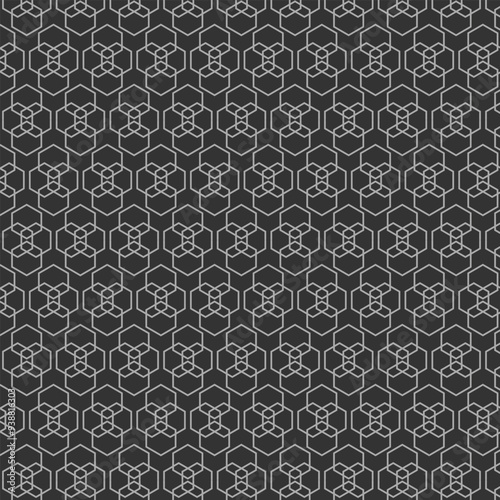 A geometric pattern with hexagons on a black background