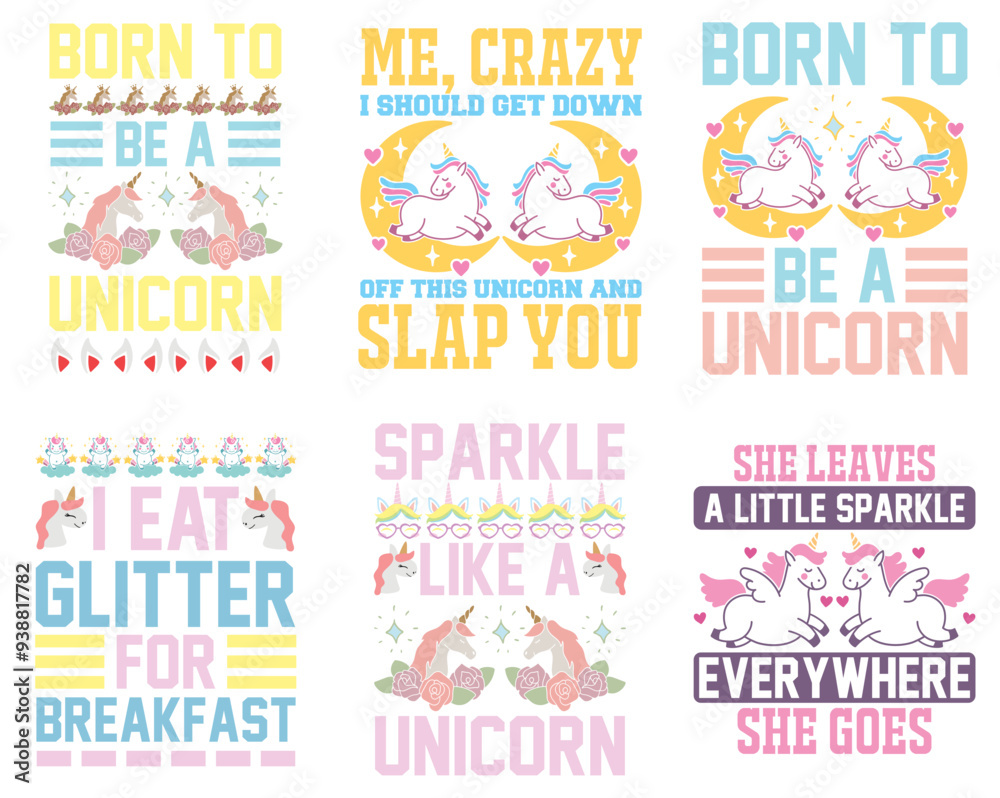 Modern Unicorn Quotes, Phrases Pack Vector Illustration for Sticker, Wrapping Paper, Social Media Post Modern Unicorn Quotes, Phrases Pack Vector Illustration for Sticker, Wrapping Paper, Social Media Post