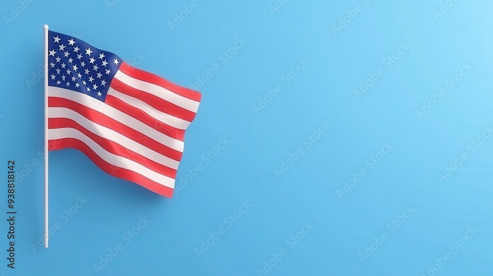 Obraz premium American flag waving majestically against a bright blue sky