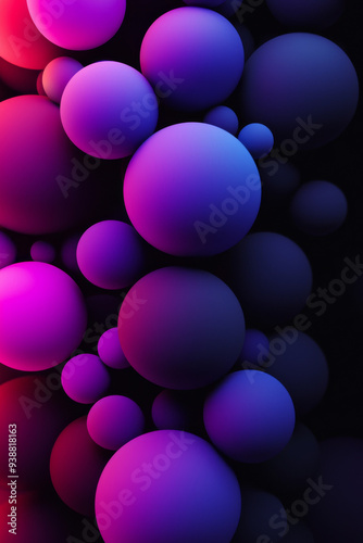 A bunch of purple spheres are arranged in a pattern. The image has a moody and abstract feel to it