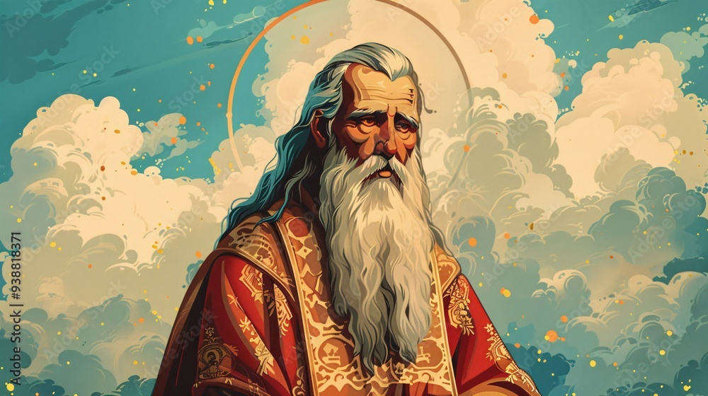 Fototapeta premium Religious depiction of Saint Methodius, isolated.