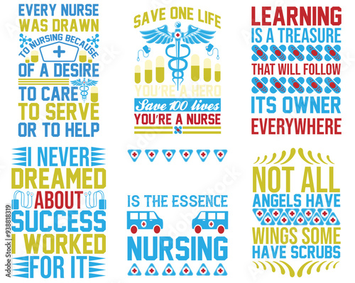 Cute Nurses Quotes, Labels And Badges Set Vector Illustration for Bookmark, Holiday Cards, Gift Card