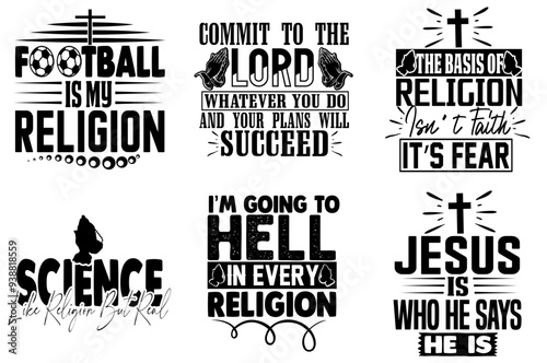 Minimalist Jesus Christ Inscriptions, Phrases Collection Vector Illustration for Poster, Decal, Mug Design