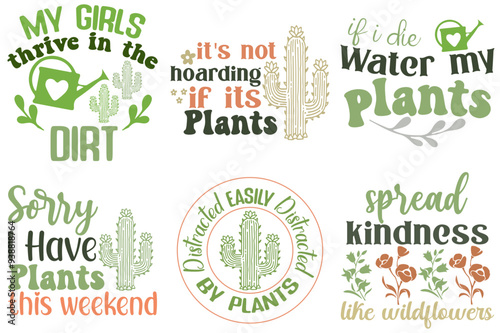 Cute Funny Plant Calligraphic Lettering, Labels And Badges Bundle Vector Illustration for Icon, Postcard, Vouchers