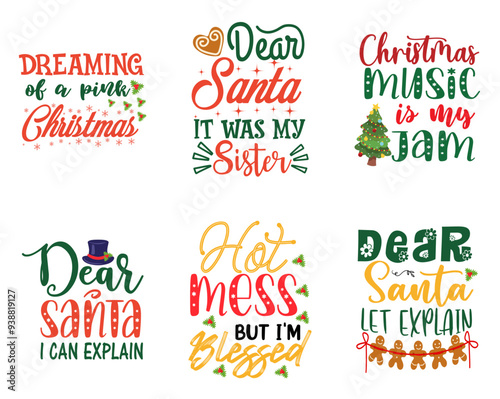 Simple Christmas Retro Quotes, Calligraphy Pack Vector Illustration for Motion Graphics, Greeting Card, Decal