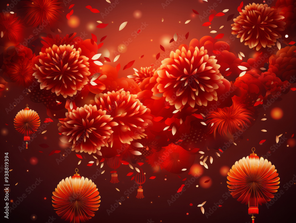 Obraz premium Gorgious Celebrate Chinese New Year Vibrant Red Backdrop with Ample Space for Text