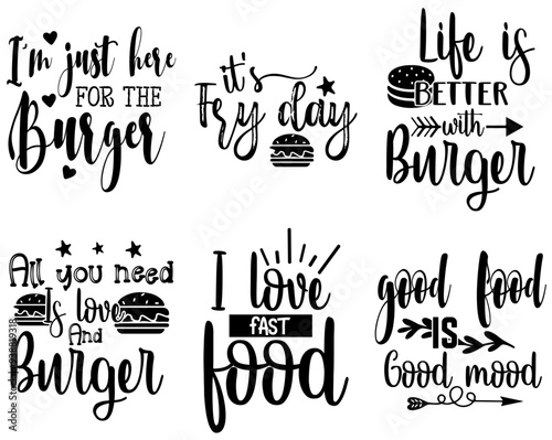 Modern Burger Hand Lettering, Invitation Bundle Vector Illustration for Motion Graphics, Book Cover, Infographic