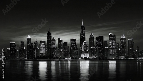beautiful urban building landscape photo with black and white theme made by AI generative