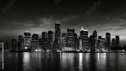 beautiful urban building landscape photo with black and white theme made by AI generative