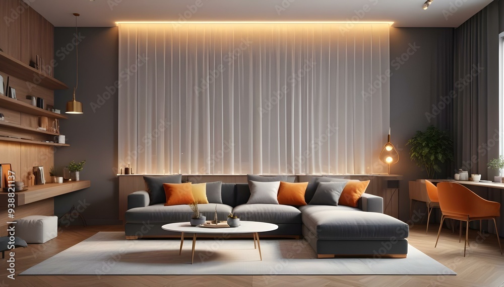Photo modern style interior room 3d illustration Photo modern style interior room 3d illustration