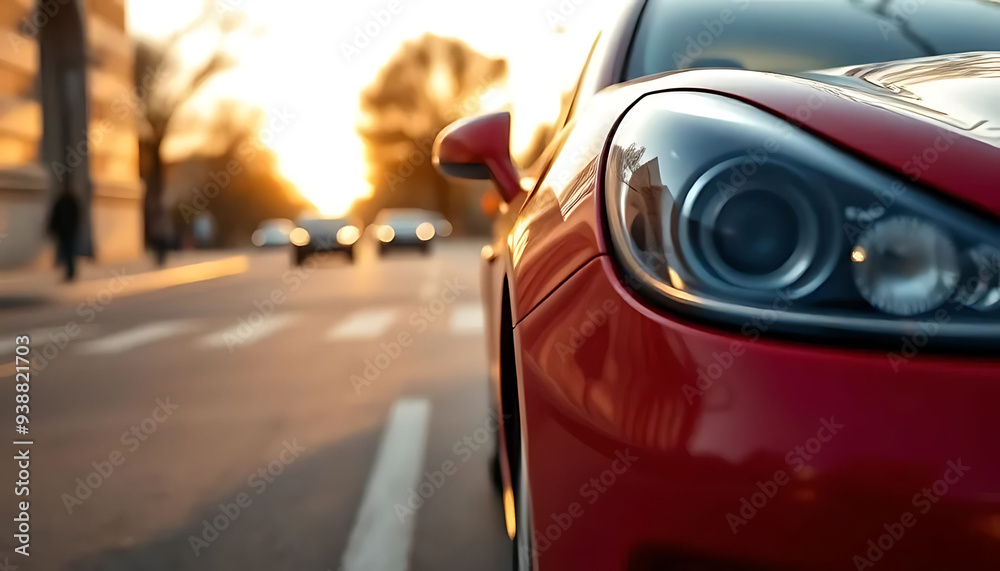 Sunset Drive: Car in Golden Hour Glow Sunset Drive: Car in Golden Hour Glow