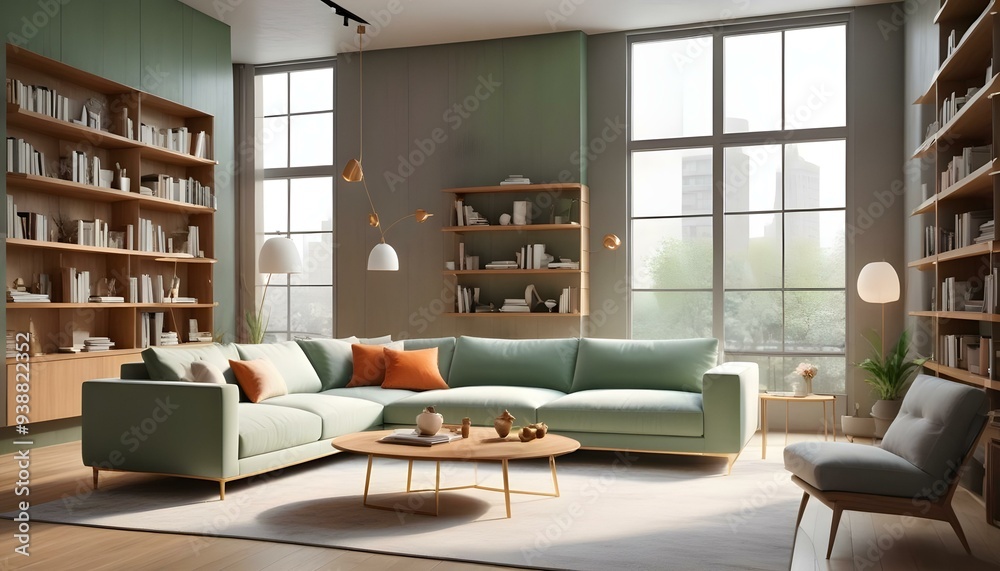 Photo modern style interior room 3d illustration Photo modern style interior room 3d illustration