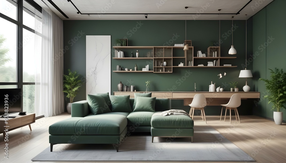 Photo modern style interior room 3d illustration Photo modern style interior room 3d illustration