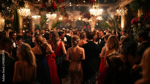 Obraz na płótnie Elegant Evening Gala with People in Formal Attire w salonie