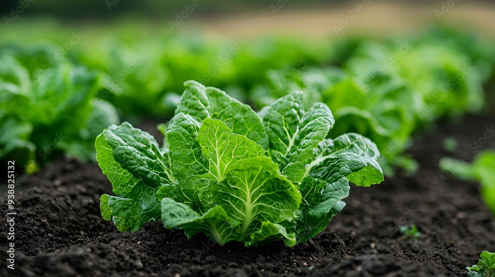 fresh romaine lettuce in garden fresh romaine lettuce in garden