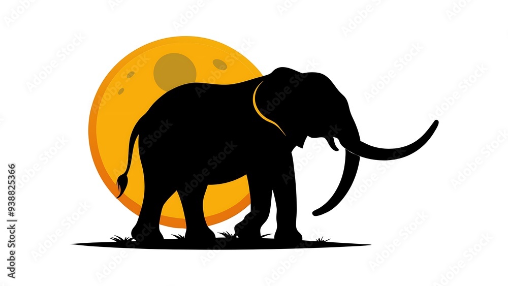 Elephant Silhouette Vector on White Background Elephant Silhouette Vector on White Background